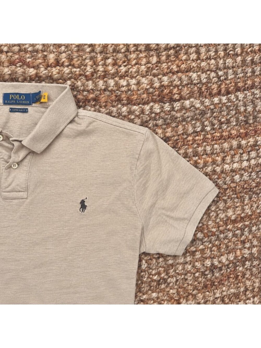 Polo Ralph Lauren Polo Shirt Tan Beige Brown Short Sleeve Custom Slim Fit Men’s